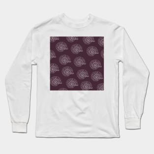 shark eye shell aloha print pattern dark purple and white Long Sleeve T-Shirt